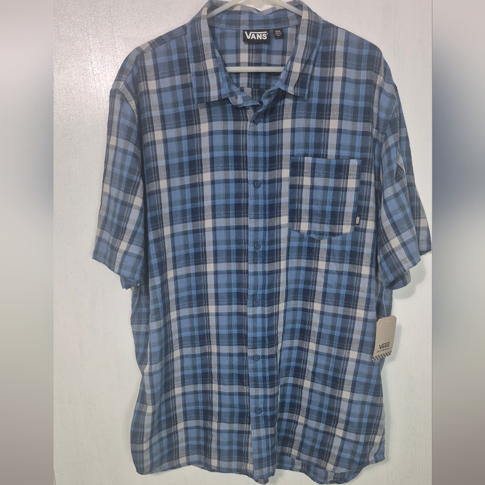 Vans Casual Blue Checkered Shirt Size XXL